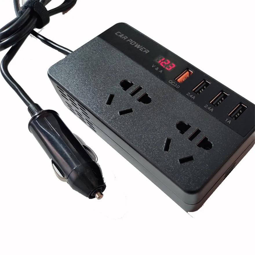 

12V to 220V Car inverter Multi-function car power converter Socket USBQC3.0 Fast charge 150W Auto Accessories Automotive