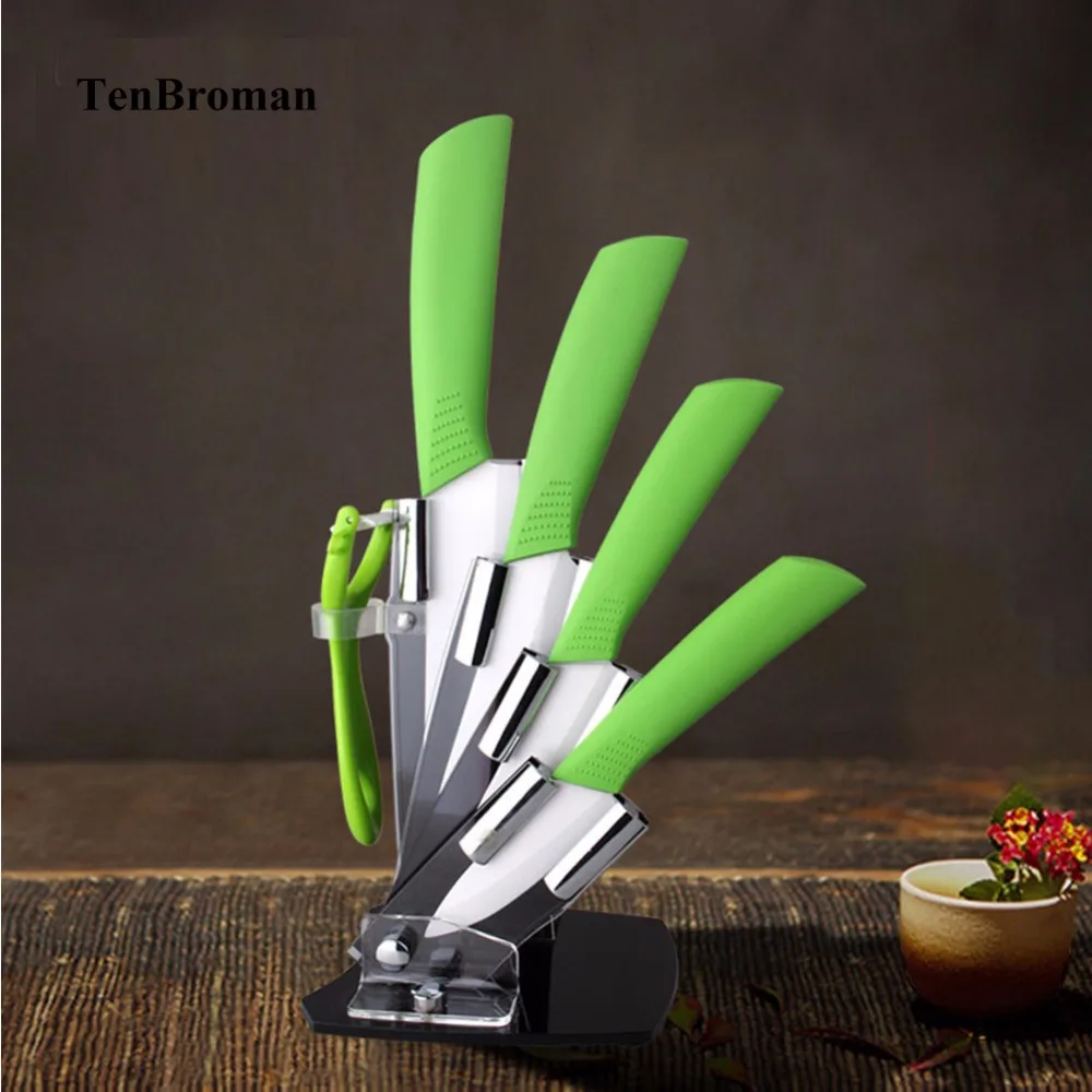 Buy TENBROMAN High Quality Green 6pcs Ceramic Knife Set White Blade Green