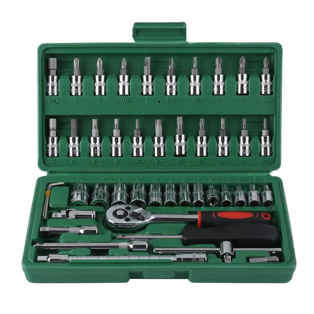 

46pcs Ratchet Torque Wrench Kit Hand Tools For Car 1/4-Inch Socket Set Durable Spanner Socket Set Professional Car Repair Tool
