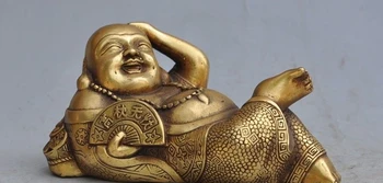 

Free shipping chinese Buddhism temple brass happy wealth Maitreya Buddha laugh lucky statue