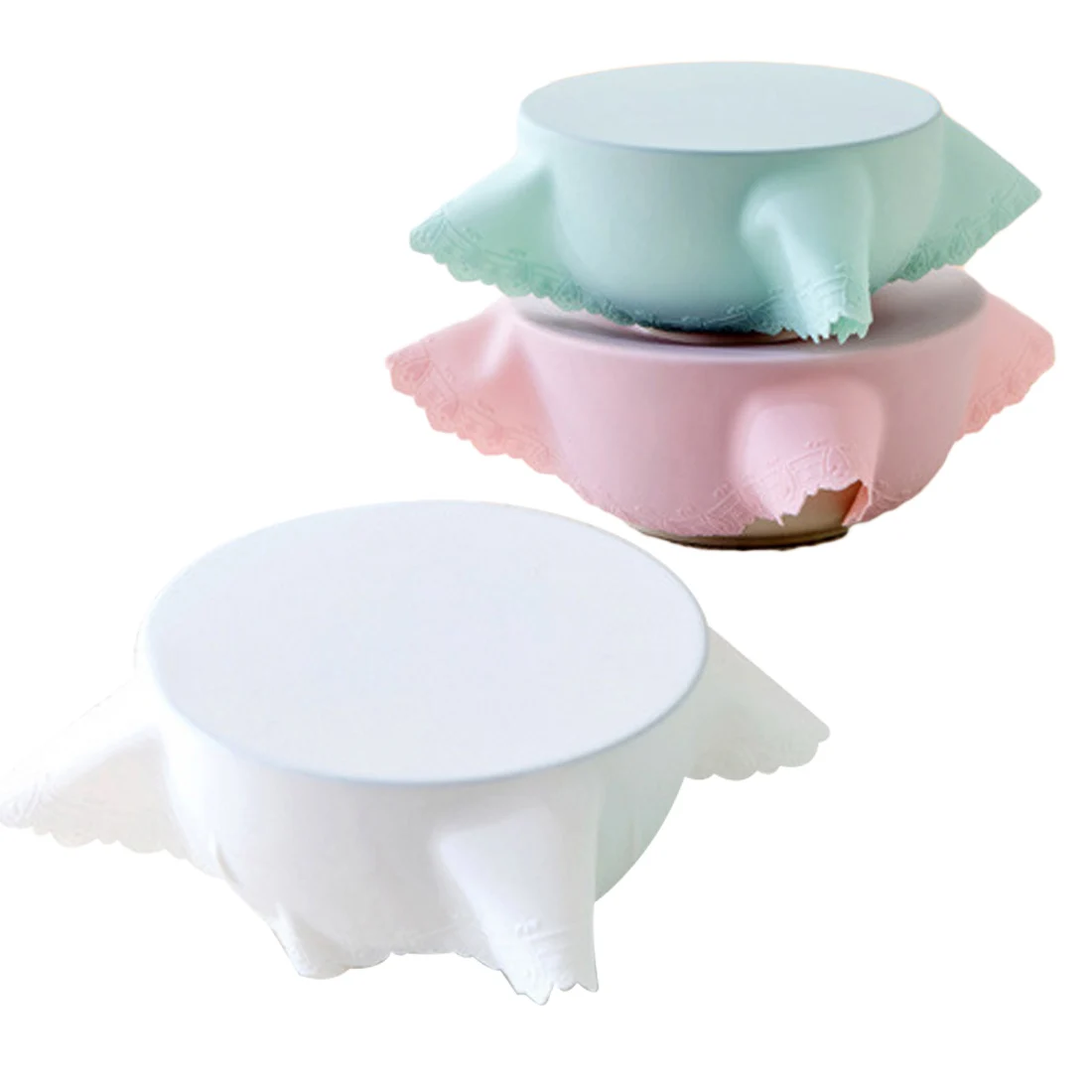 

Kitchen Tool 3 Types Food Grade Keeping Food Fresh Wrap Reusable high Stretch Silicone Food Wraps Seal Cover Stretch Lid