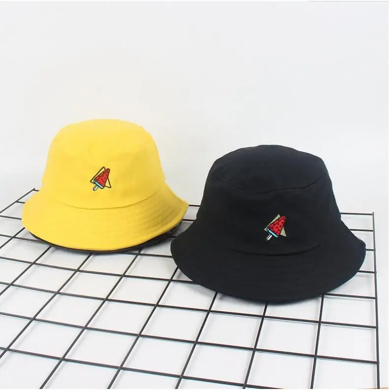 Новинка, корейская шляпа-ведро с арбузом для мужчин и женщин, модная шапка унисекс с вышивкой для рыбалки, шапка Bob, Панама, шляпа для девочек и мальчиков, шапка boonie