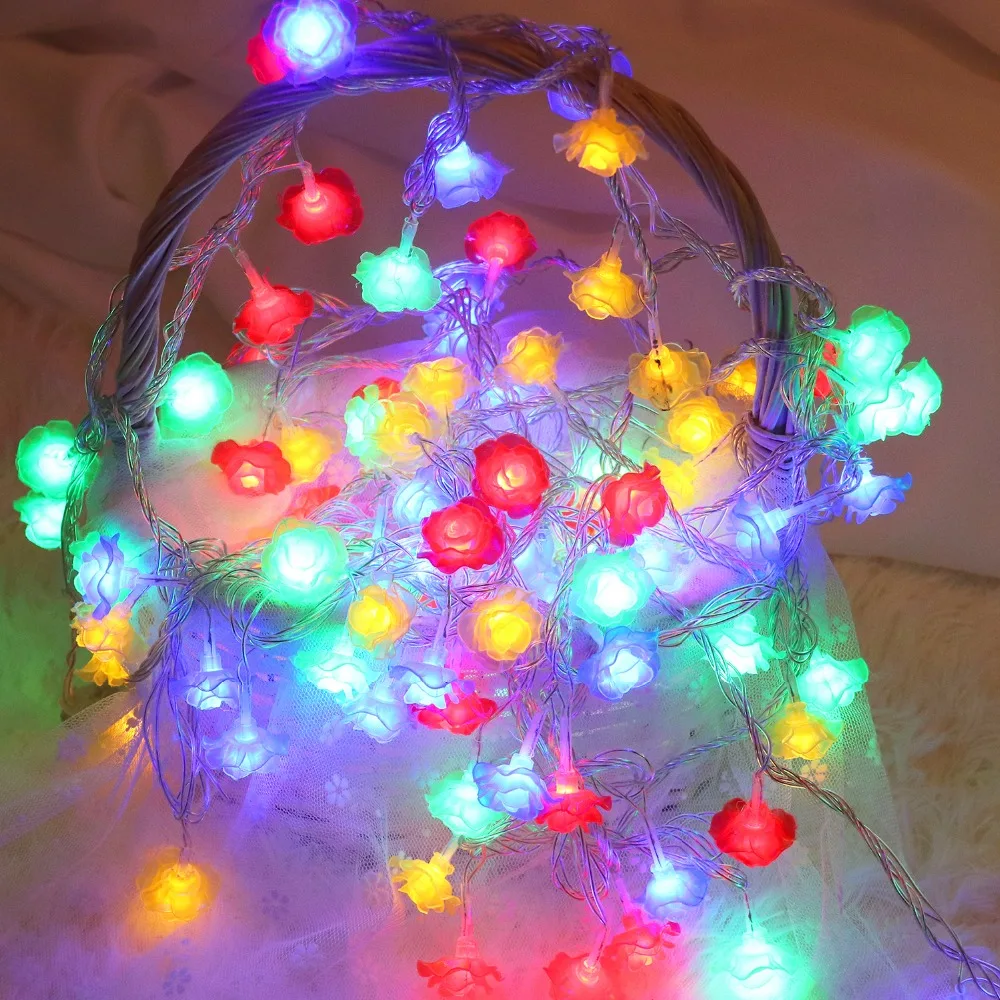 10m 100 LED Rose Flower Light Fairy Garland String Lights 220V Outdoor