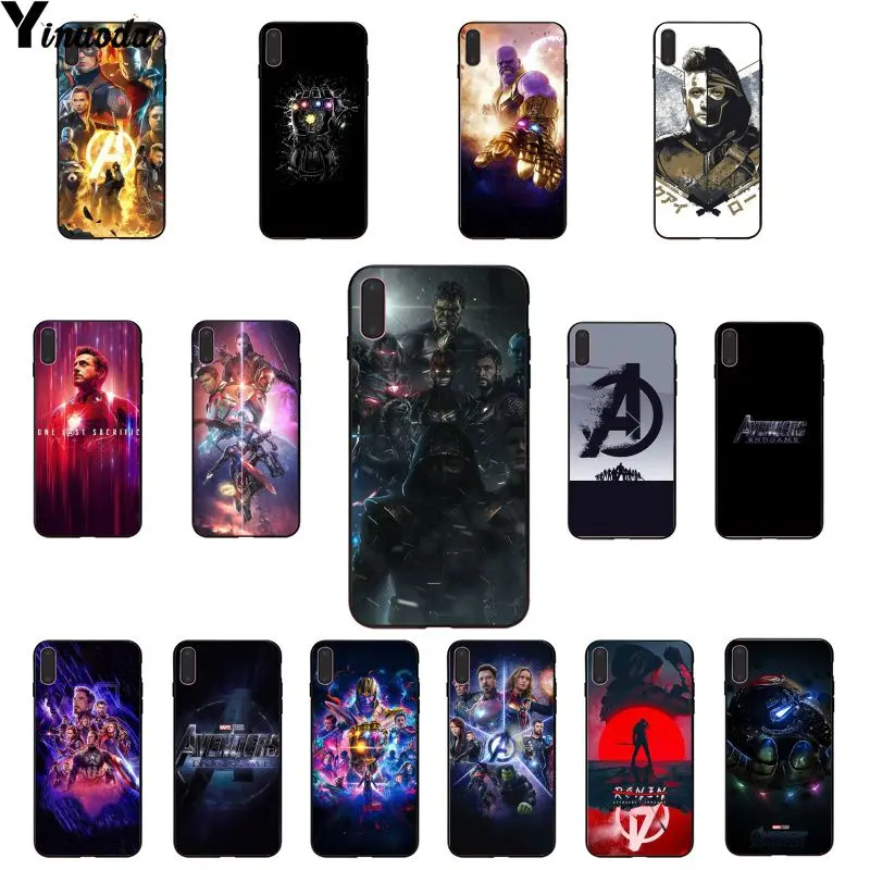 

Yinuoda Marvel Avengers Endgame Black Soft Shell Phone Cover for iPhone 5 5Sx 6 7 7plus 8 8Plus X XS MAX XR