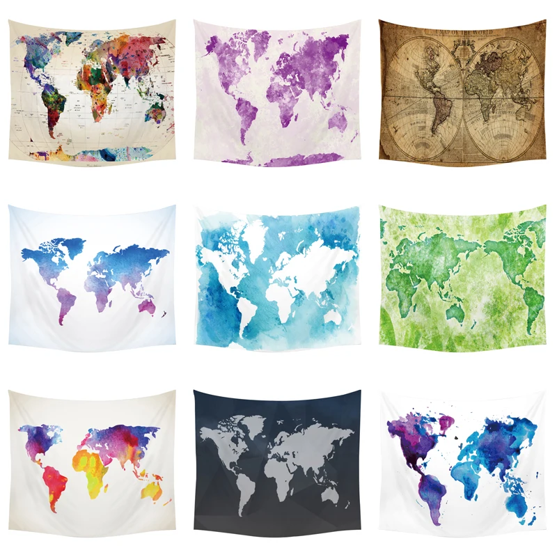 World Map Tapestry High Definition Map Fabric Wall Hanging