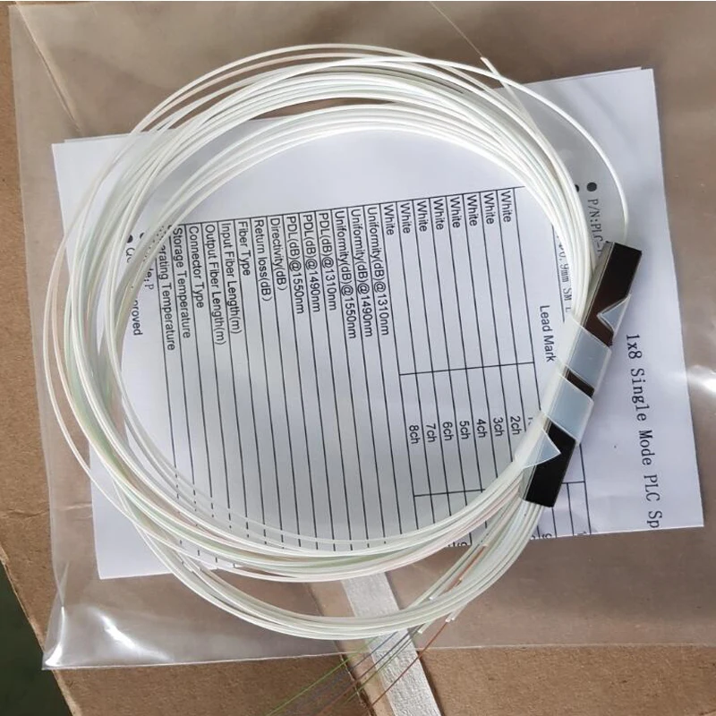 50 шт./лот 1x8 ПЛК сплиттер 0 9 мм 1 м SM стальная трубка FTTH мини Блокировка 8 портов