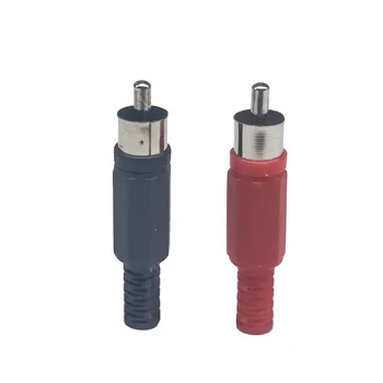 

50pcs 100pcs Black+Red Plastic RCA AV Plug rca connector Plastic Housing Stereo Audio Horn Plug Channel Dual Crimp Terminal DIY