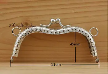 

metal frames sewing bag purse frames clasp M shape 11 cm x 4.5 cm nickel A59