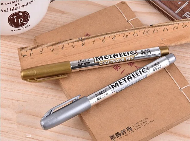 2 шт ручка для рисования металлическая цветная ручка технология 1,5 мм золото и серебро ручка для рисования канцелярские принадлежности для школьников