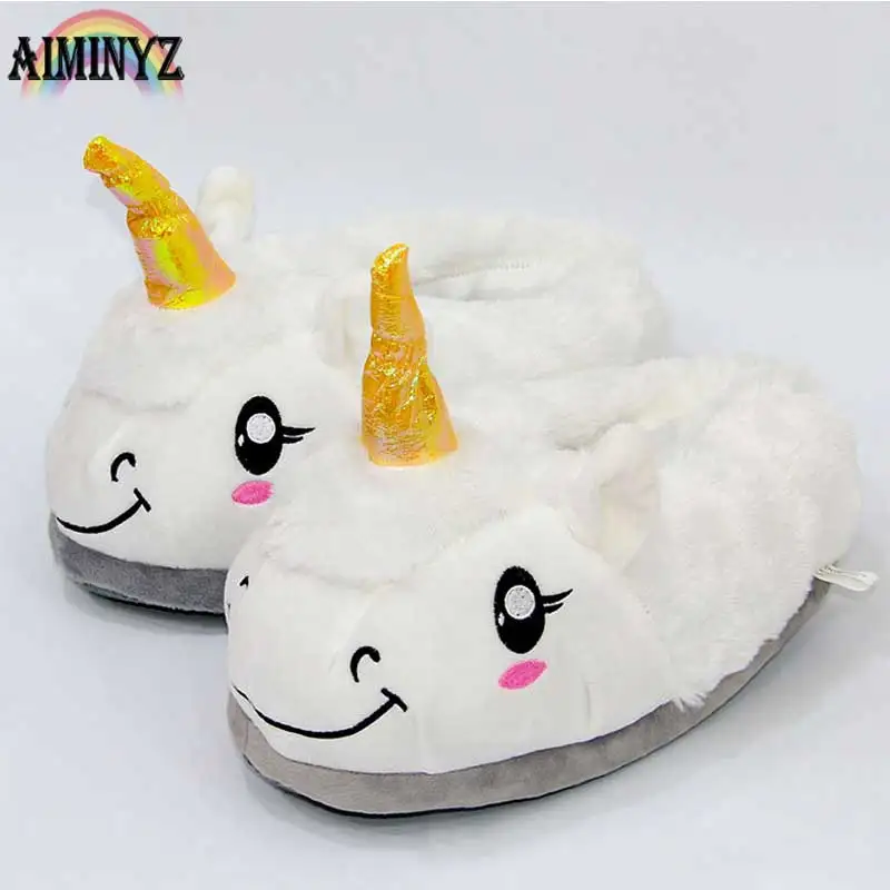 

Unicorn Slippers home Slipper Indoor Shoes Female Shallow Women Slippers Plush warm animal Womens Chausson Children
