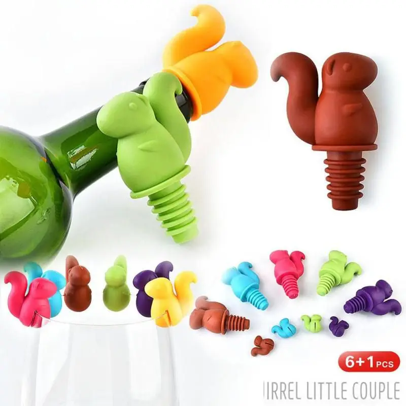 Silicone Wine Bottle Stopper Wine Squirrel Shaped Plug for Party Wine