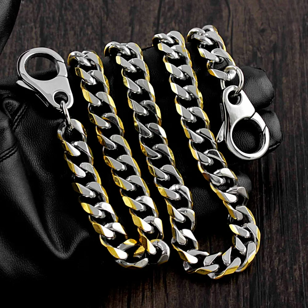 

12mm Bling Polished Stainless Biker Wallet Chain Pants Keychain