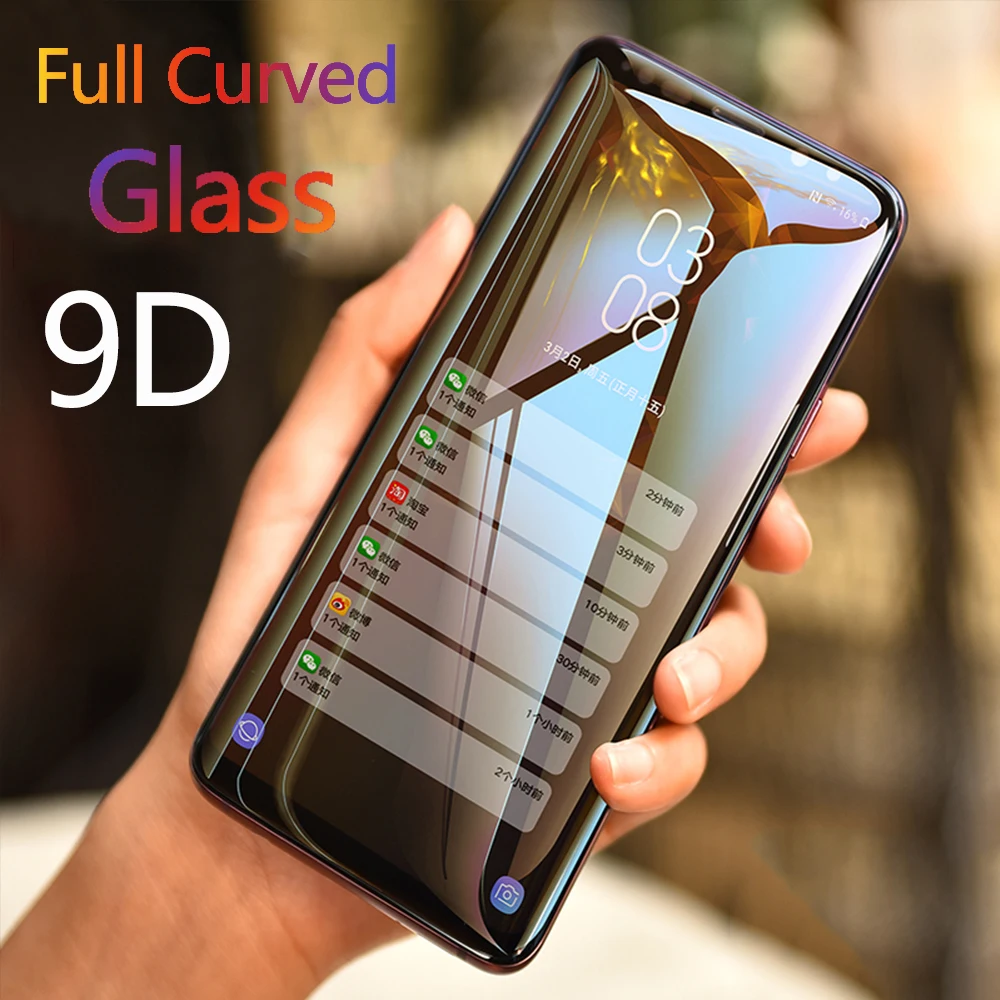Закаленное стекло 9D для Samsung A9 2018 с полным покрытием изогнутое Galaxy S9 Plus Защитное