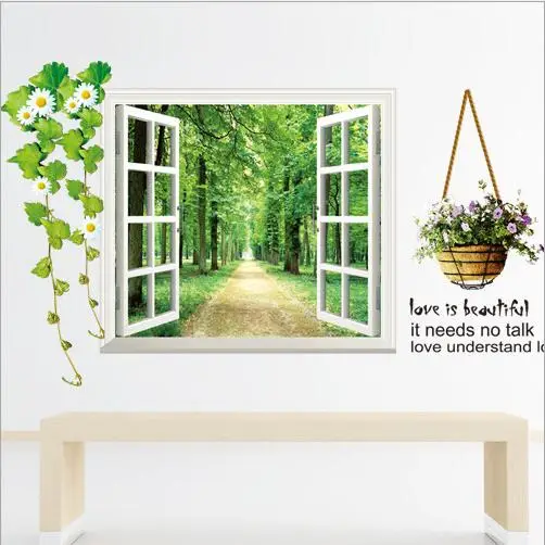 

AY823 Free shipping Green Garden View Window Decal Livng Room Background Sticker Art Mural Wall Poster Parlor Kids Bedroom Home
