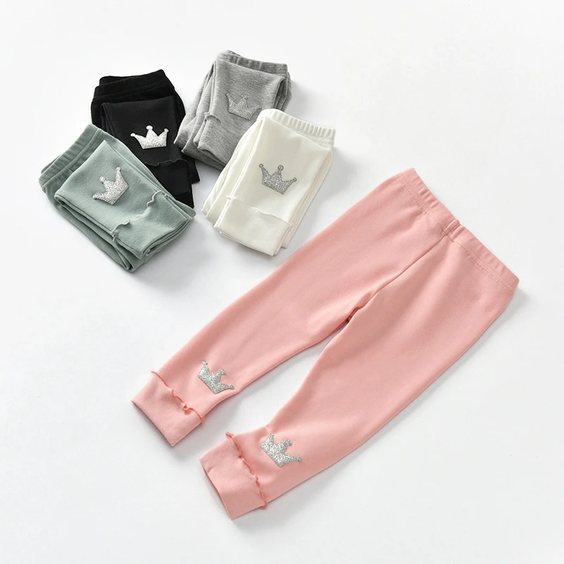 

Baby Girls Crown Prints Leggings Cotton 2017 New Autumn Winter Underpants Children Solid Skinny Pants For 2-7Y GL76