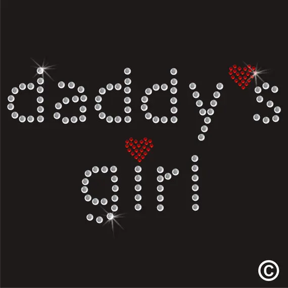 

2pc/lot Daddy's girl design stone Transfer iron on transfer hot fix rhinestone motif designs patches for shirt dress bag pillow