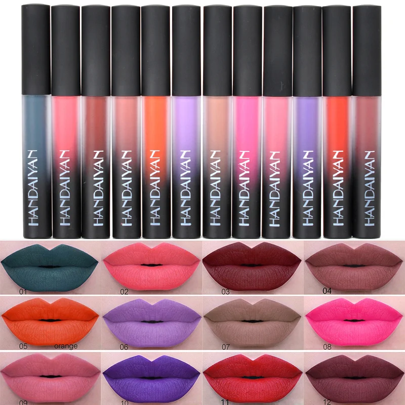 

12 Color long lasting Waterproof Matte Lip Liquid Lipstick Moisturizer Matte Lipstick Lip Makeup Stick Nude Lip Gloss Cosmetics