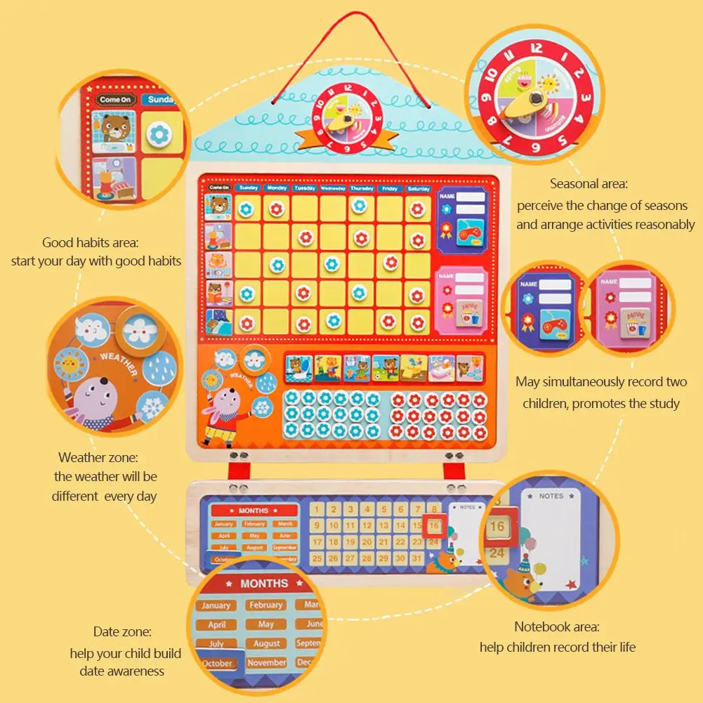 Обучающая Магнитная диаграмма ответственности, игровая доска для детей, детская деревянная доска для записей, игрушка с магнитами