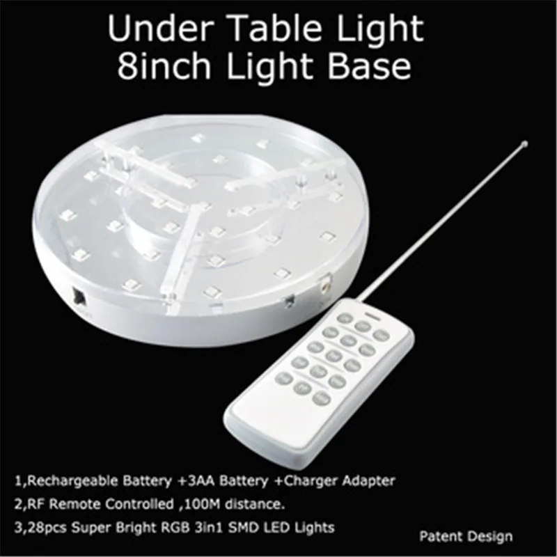 

10pcs/Lot Rechargeable Portable Under Table Light with One RF Remote Controller For Wedding Events Table Lighting