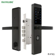 RAYKUBE электронный дверной замок с отпечатком пальца/паролем/удостоверением личности/механическим ключом 4 в 1 открывающийся замок для домашнего офиса