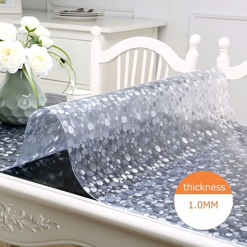 LDAJMW Modern PVC Transparent Waterproof Tablecloth Kitchen Table Cover Waterproof Soft Glass Pattern Kitchen Tablecloth 1.0mm