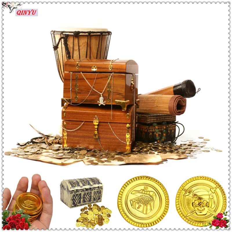 Пластиковые пиратские монеты 50 шт. игровые AZTEC золотые реквизит для Хэллоуина