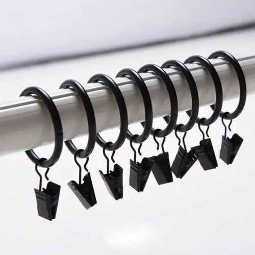 10Pcs Stainless Steel Window Shower Curtain Rod Clips Hook Clips Rings Cl