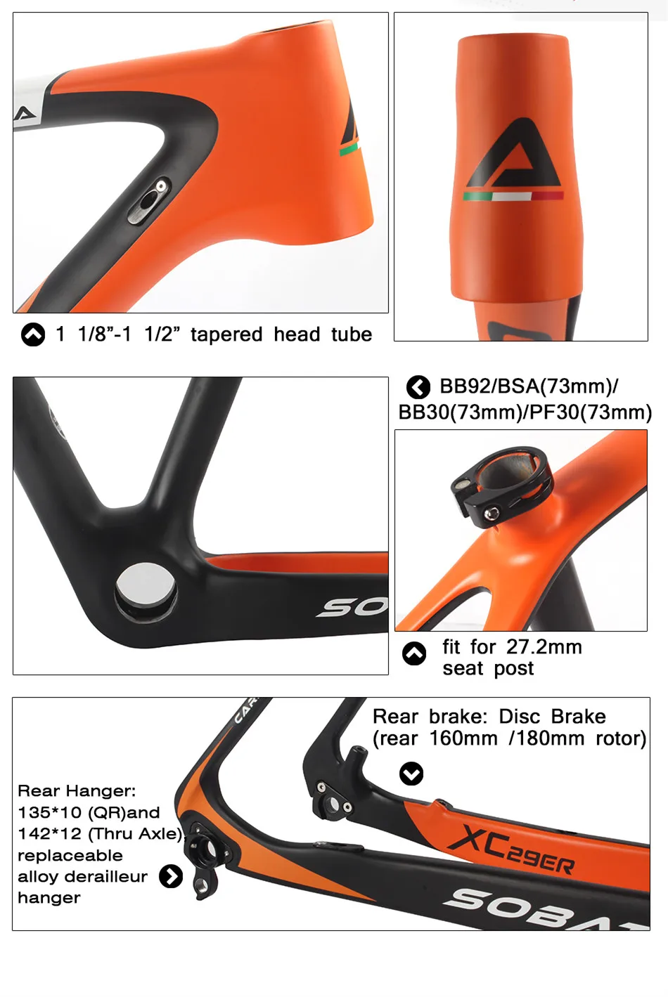 Discount Full Carbon Mountain Bike Frame 29er Glossy/matt Carbon Fiber MTB Bicycle Frame Fork SGS Tested 13
