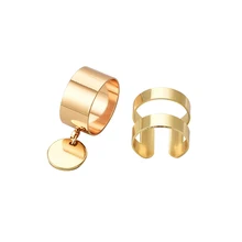 

New Fashion 2pcs/set Bohemian Hollow Cylindrical Ring For Women Gold Color Big Ring Combination Women's Party Jewelry Gifts