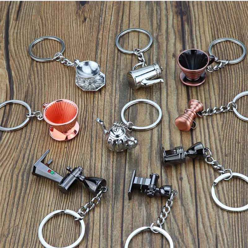 

10 Pcs Creative 3D Bartender Keychain Simulation Coffee Keychain Coffee Machine Keyring Portable Coffeeware Accessories