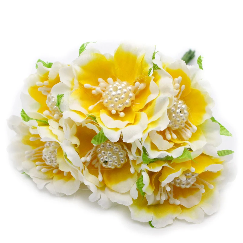 1 пачка/лот(6 шт./пачка) диаметр 35 мм шелк искусственный цветок свадебное оформление букета мини цветы для декора CA0301