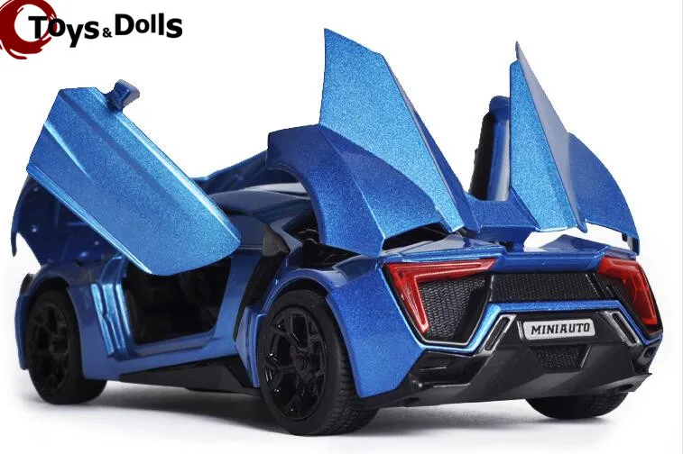 Lowest Price 1:32 Scale Blue Alloy Lykan Hypersport Toy Car Fast & Furious 7 Diecast Car Model Cars Model Toys With Light&Sound