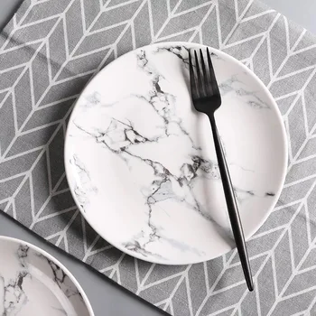 

1 pc 6 or 8 or 10 inch Marble pattern ceramic dessert plate porcelain Dinner Plate for tableware