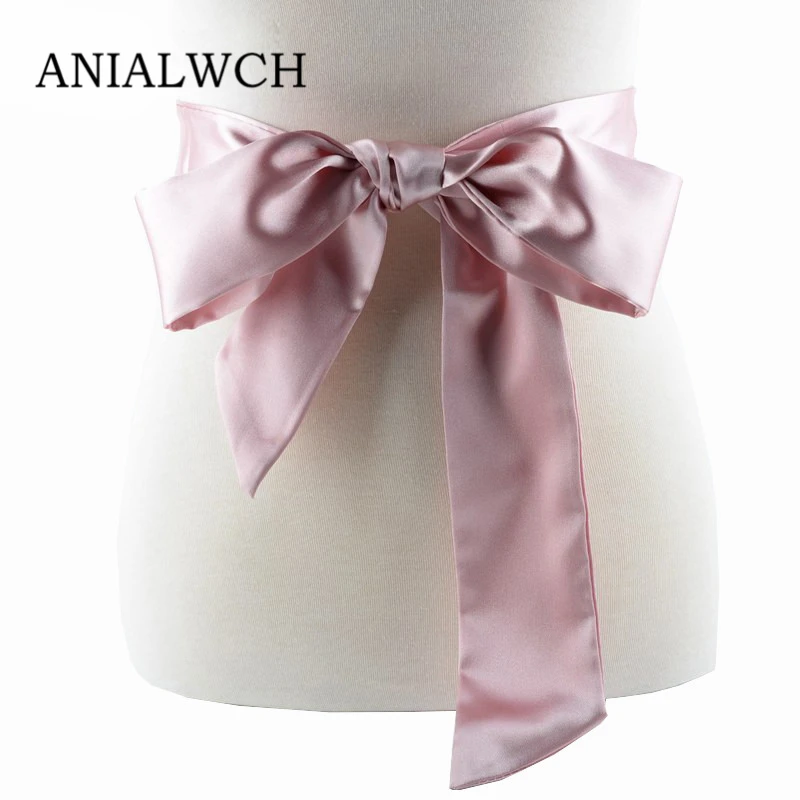 

195CM NEW ARRIVAL SOFT SILK WIDE BELT FOR WOMEN CLOTH-WRAPED BUCKLE WOMAN WAISTBANDS FEMALE SATIN CORSET BELTS CUMMERBUND A019