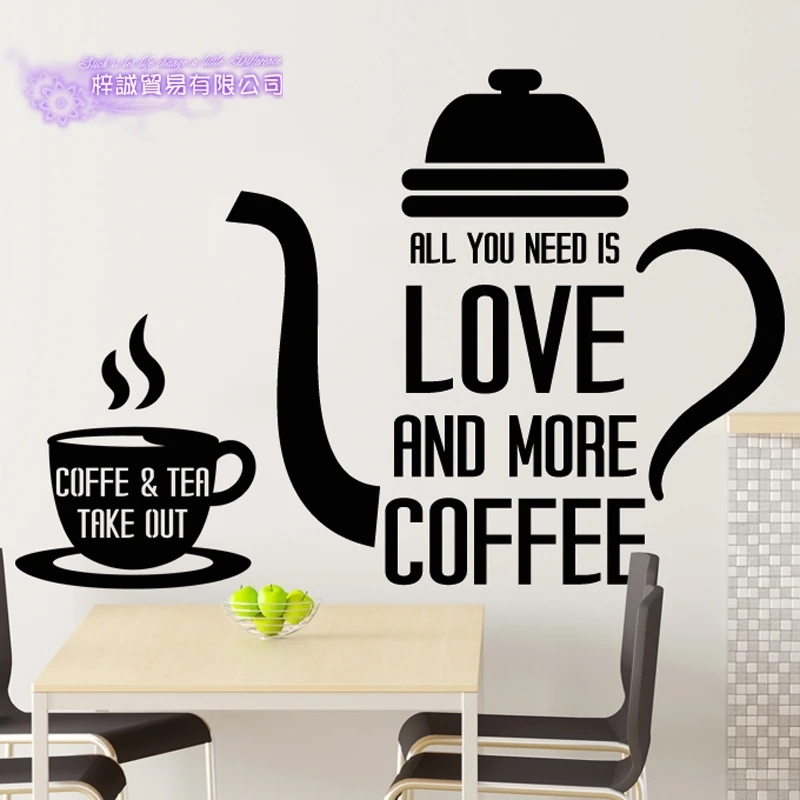 DCTAL Coffee Sticker Letter Decal Cafe Poster Vinyl Art Wall Decals Pegatina Quadro Parede Decor Mural Coffee Sticker