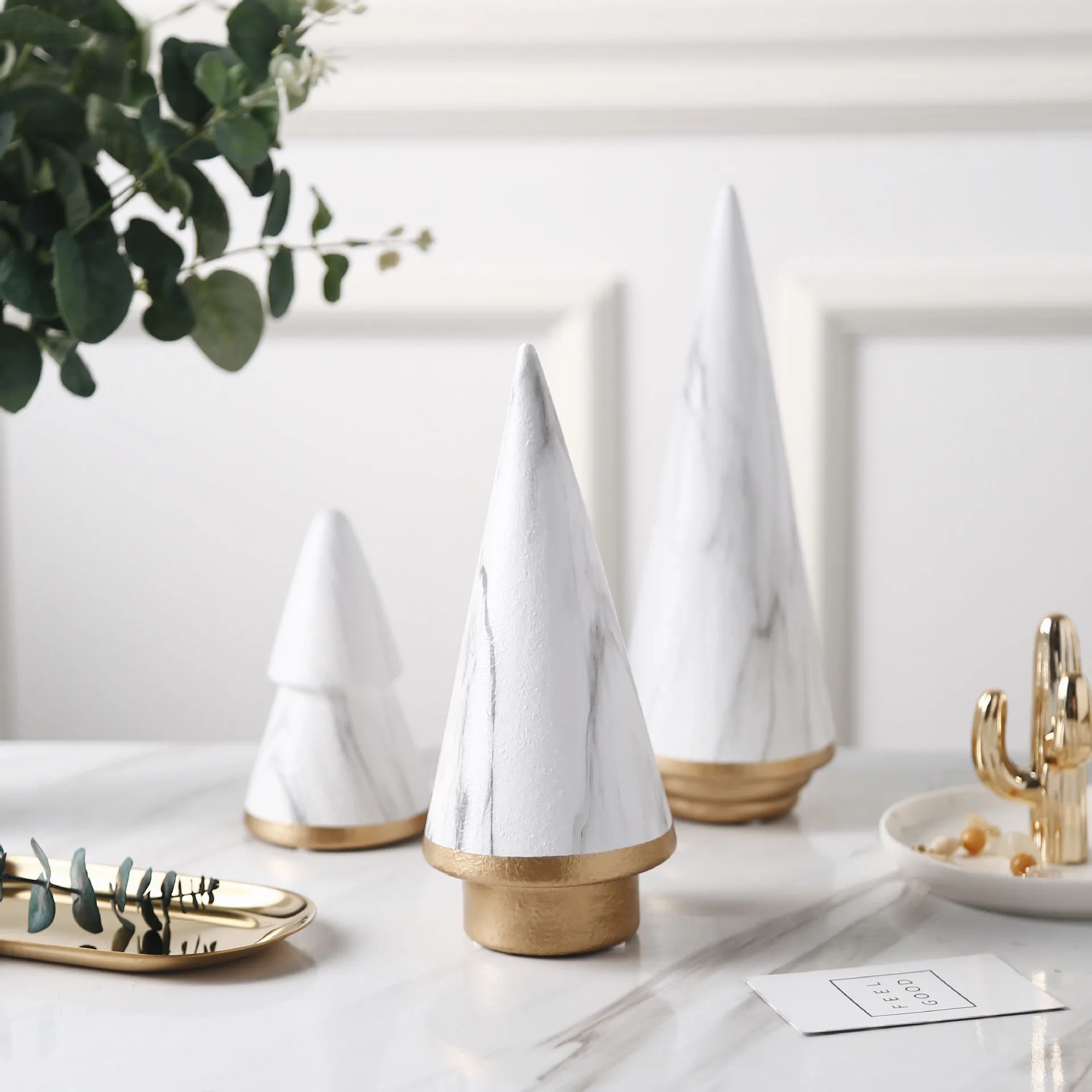 Ceny Geometryczne choinki meble ceramiczne trzyczęściowy dekoracji wnętrz salon rzemiosło dekoracyjne dekoracja szafki Tv