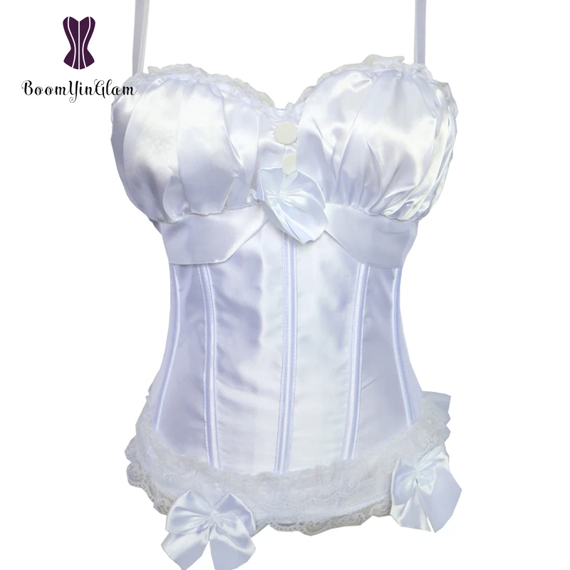 

High quality adjustable straps women lingerie satin corset bra bustier zipper side weeding corset overbust top plus size 8899A#