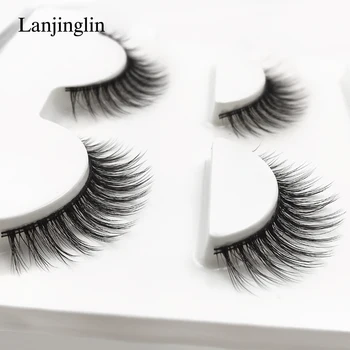 

new 3 pairs mink eyelashes cross natural false eyelashes makeup 3d mink lashes eyelash extension handmade full strip lashes