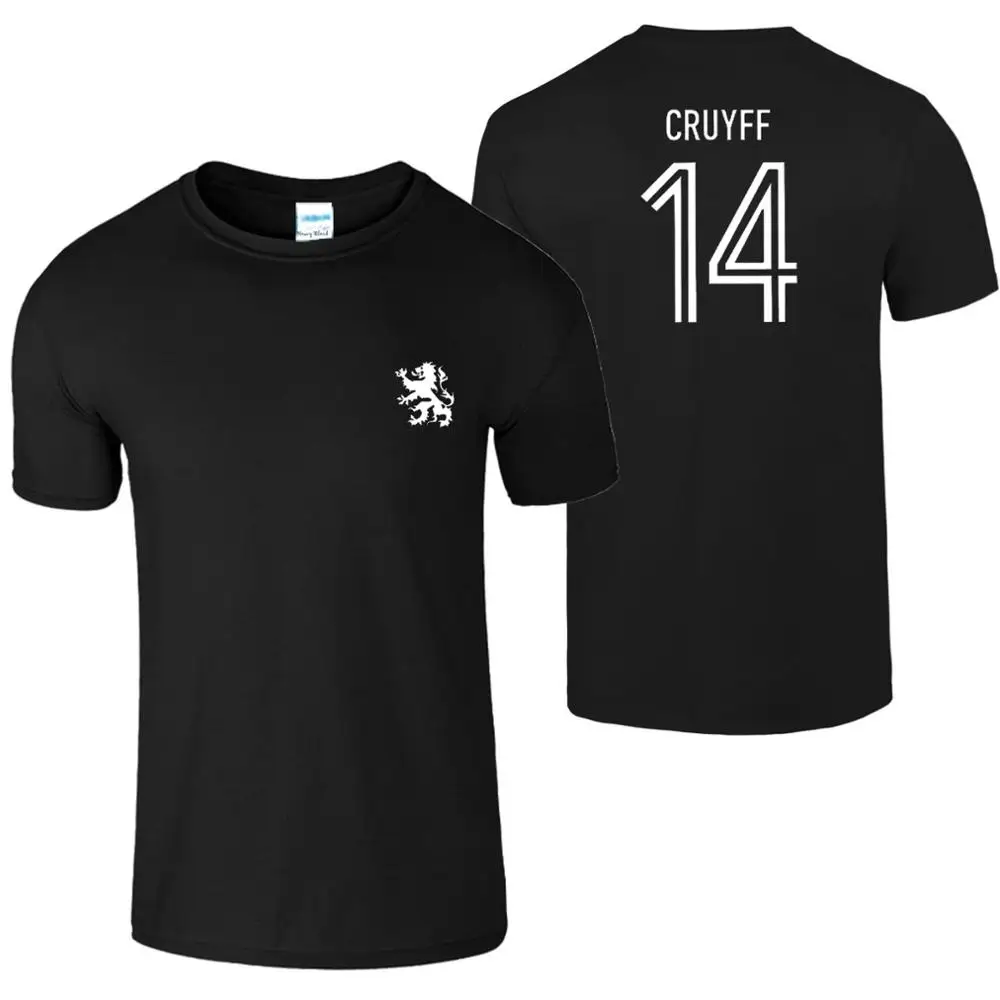 Johan Cruyff 14 Мужская футболка 70S голландская Легенда Холланд футболист вентилятор Мужская мода мультфильм персонаж фитнес-футболки - Цвет: black