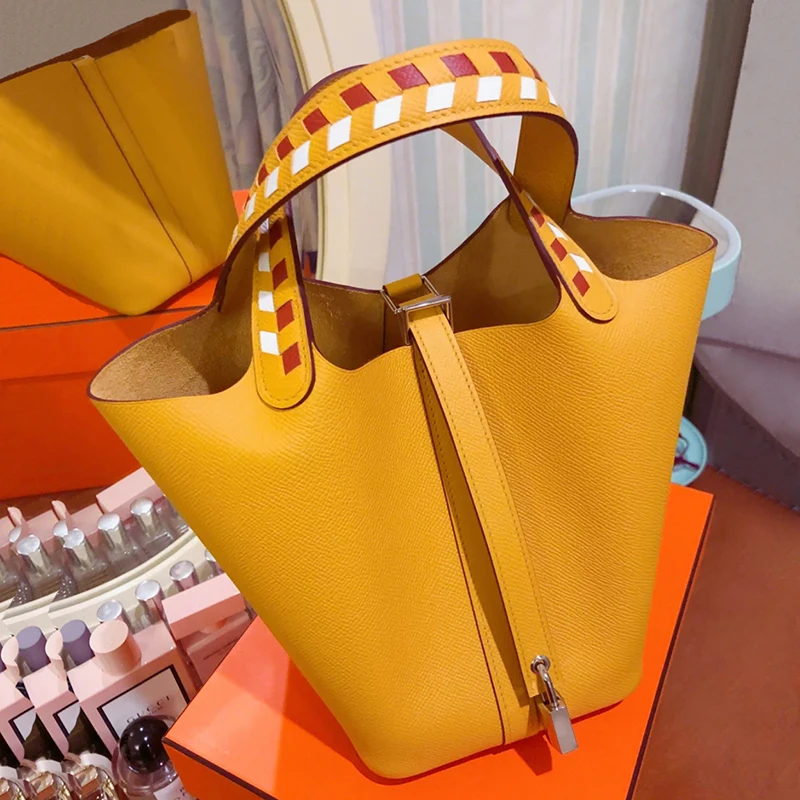 

original design bucket handbag Ring metal handle personality bag trend shoulder Messenger bag Coloured