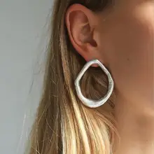 Винтажные простые геометрические овальные серьги-гвоздики для женщин, античные круглые массивные серьги из сплава серебра, ювелирные изделия Brincos