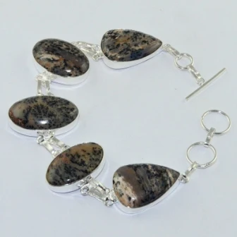 

Dendrite Opal Silver Overlay on Copper Bracelet , 24.8 cm, B1603