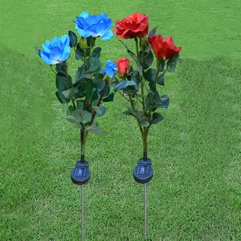 

Outdoor Waterproof Solar 3 Artificial Roses LED Lawn Light Lamp Garden Decor hot
