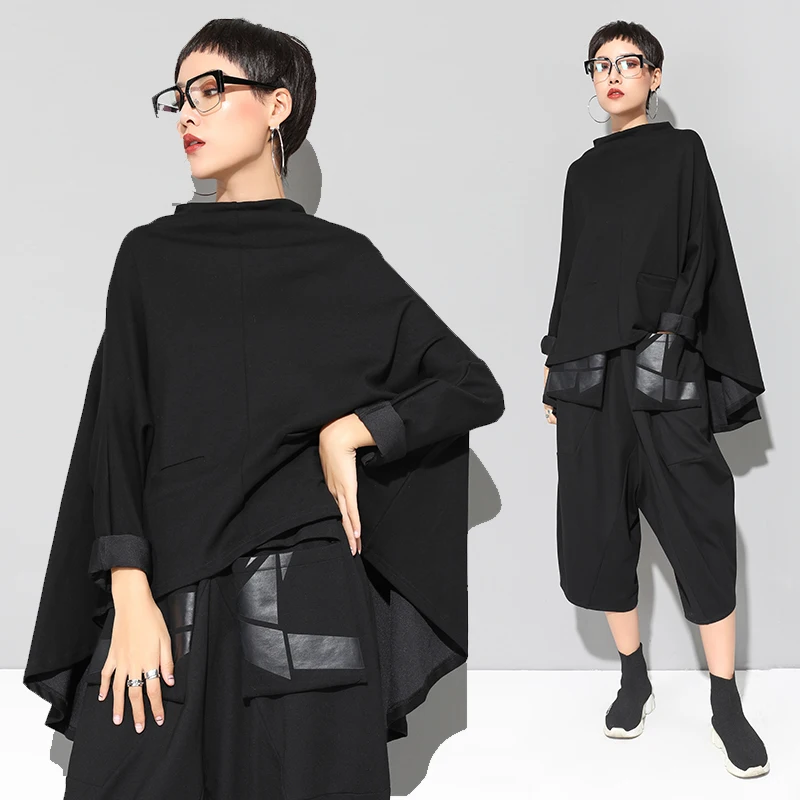 SuperAen Europe Fashion Women T Shirt Solid Color Cotton Wild Ladies T Shirt 2018 Autumn and Winter New Loose Stand Collar Tops