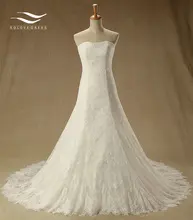 Solovedress Strapless Lace Lace Up Beach A Line Long Wedding Dress Bridal Wedding Gown With Long Train vestidos de Noiva SL-W251