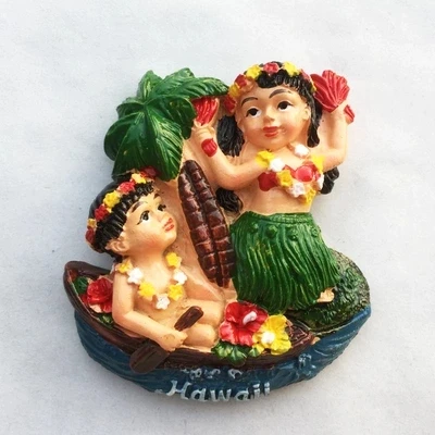 American Hawaiian Hula Girl Three-dimensional Tourist Souvenir Fridge Magnet | Дом и сад
