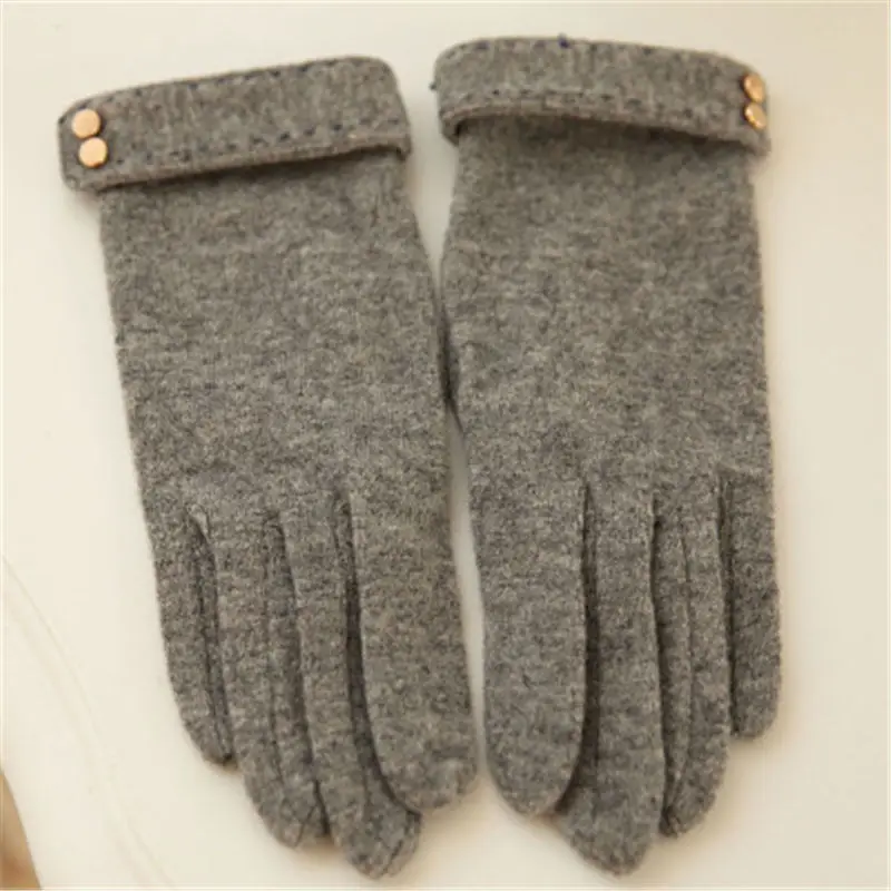 Осенне-зимние женские вязаные шерстяные перчатки с сенсорным экраном, леопардовые однотонные Теплые Элегантные Дамская перчатка с пятью пальцами T166 - Цвет: Серый