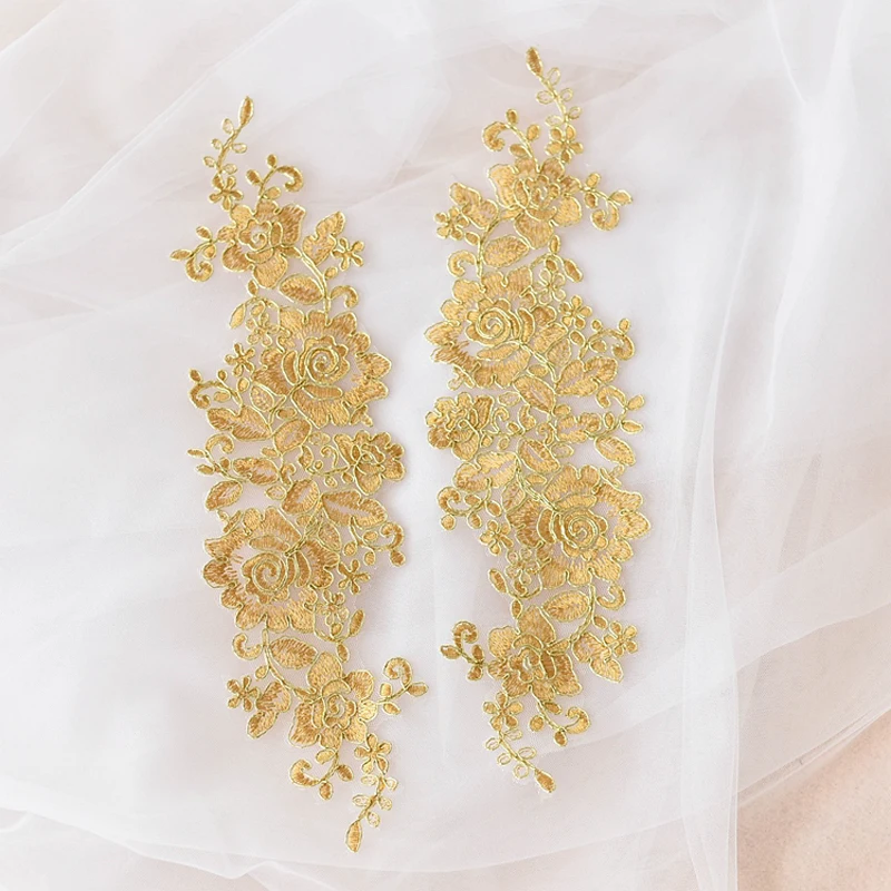 Популярные Ganza вышитые свадебные белые цветочные кружева аппликация отделка слоновой кости ткань для weding платье