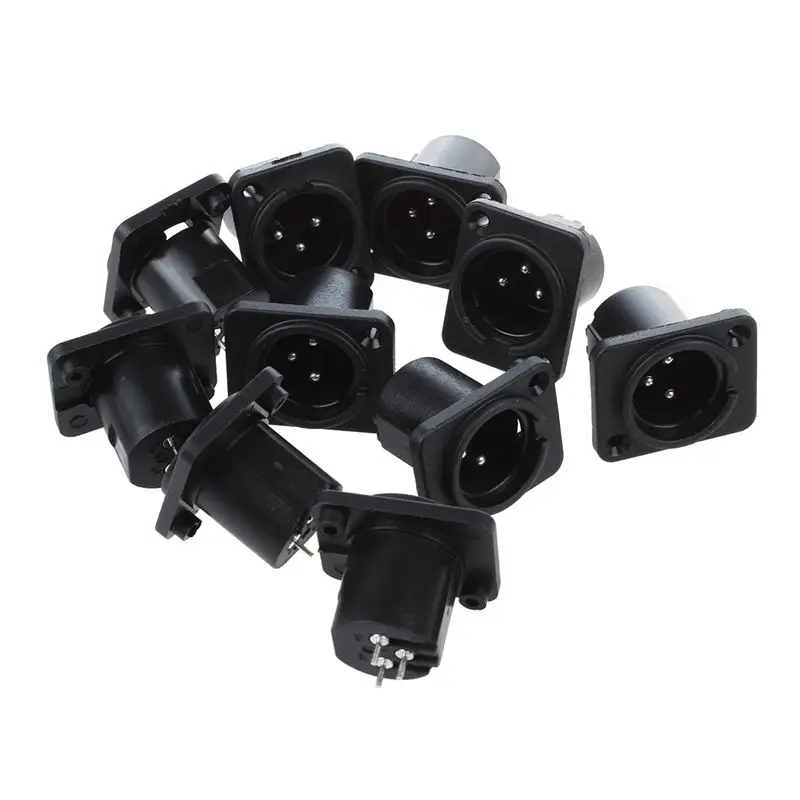 

XLR Male Plug Straight Terminal Panel Mounted Connector 10 Pieces