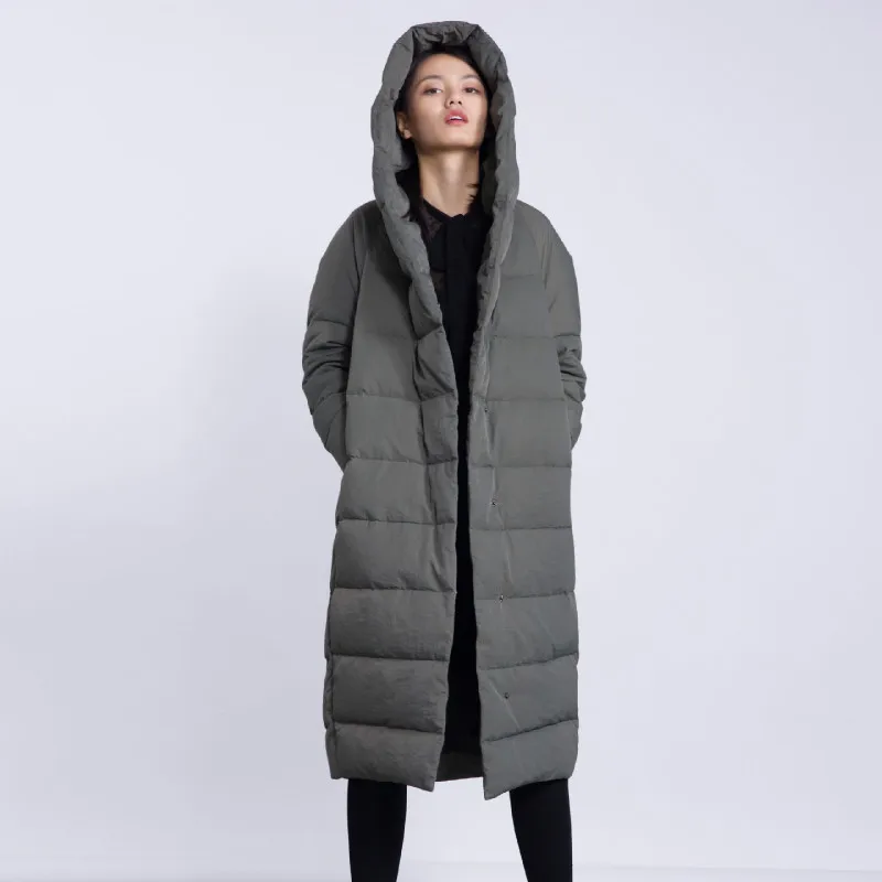 Women Down Coat Warm New Outerwear Hood Plus Size Winter Luxury Long Overcoat Hot Sale Occident ...